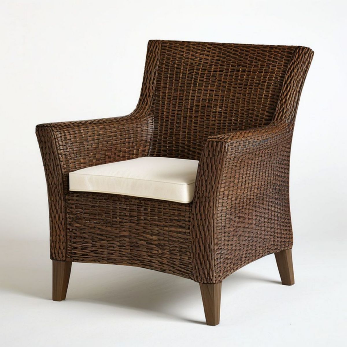 Fotel z naturalnego rattanu z podłokietnikami 70 x 75 x 90 cm Brązowy/Kremowy