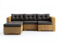Modułowa sofa ogrodowa z podnóżkiem z naturalnego rattanu, 230 x 80 x 70 cm, brązowo-czarna