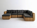 Modułowa sofa ogrodowa narożna w kształcie U 280 × 220 × 75 cm brązowa z grafitowymi poduszkami